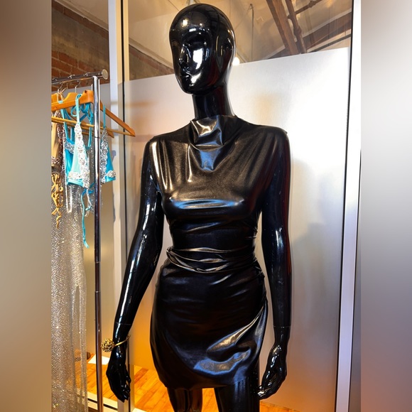 SIEMPRE Black Faux Leather Mini Dress - Picture 4 of 4